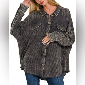 Oversized Waffle Shacket